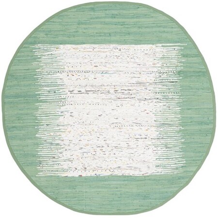 Safavieh Montauk Hand Woven Round Rug- Ivory - Sea Green- 6 x 6 ft. MTK711D-6R
